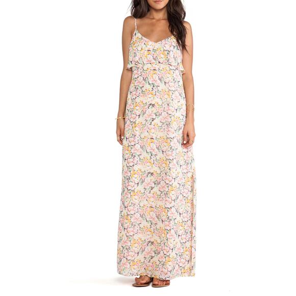 JOIE Hydeia‎ Garden Floral Silk Maxi Dress Sz Medium - Picture 1 of 6